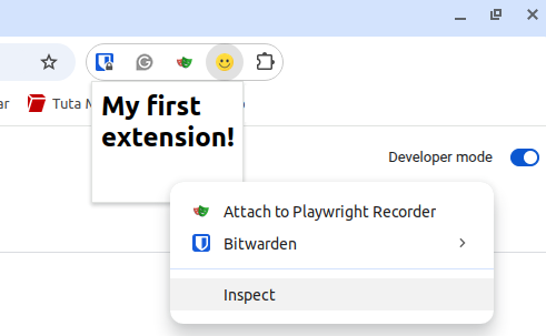 Figure: \caption{Opening the developer console for the extension's user interface}
